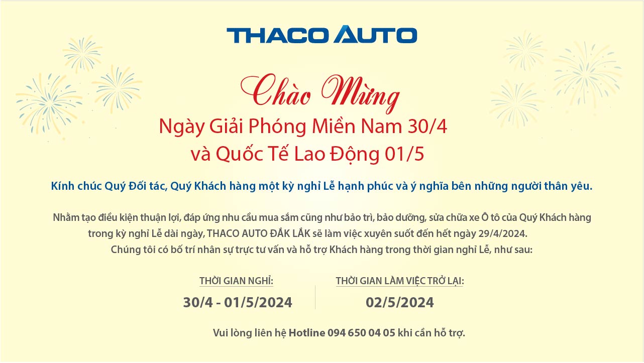 THÔNG BÁO LỊCH HOẠT ĐỘNG TRONG DỊP LỄ 30/04 - 01/05